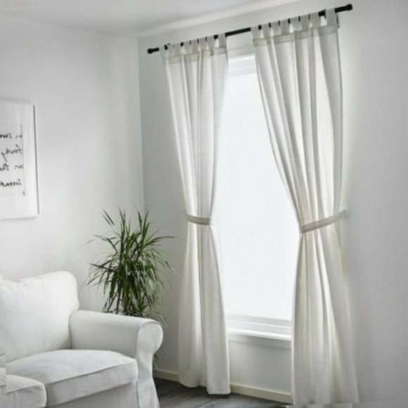 IKEA LENDA Curtains 55x118" with Tie-Backs 1 Pair (2 Panels) Bleached White - Picture 3 of 5
